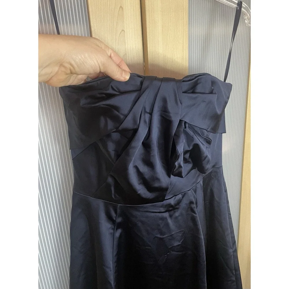 White House Black Market WHBM‎ Satin SZ 6 Dress Navy Wedding Bridesmaid Cocktail